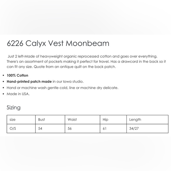 Blue Fish Calyx Vest in Moonbeam - NWT! - Picture 5 of 6